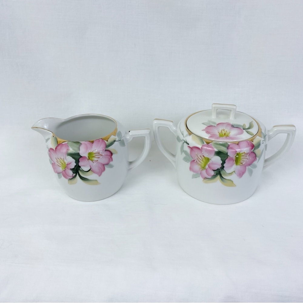 Vintage Noritake Azalea Sugar Bowl & Creamer Set
